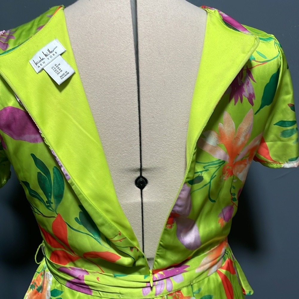 Nicole Miller Dress Color-Lime Green,Purple& Orange Size-Medium NWT - Picture 6 of 6